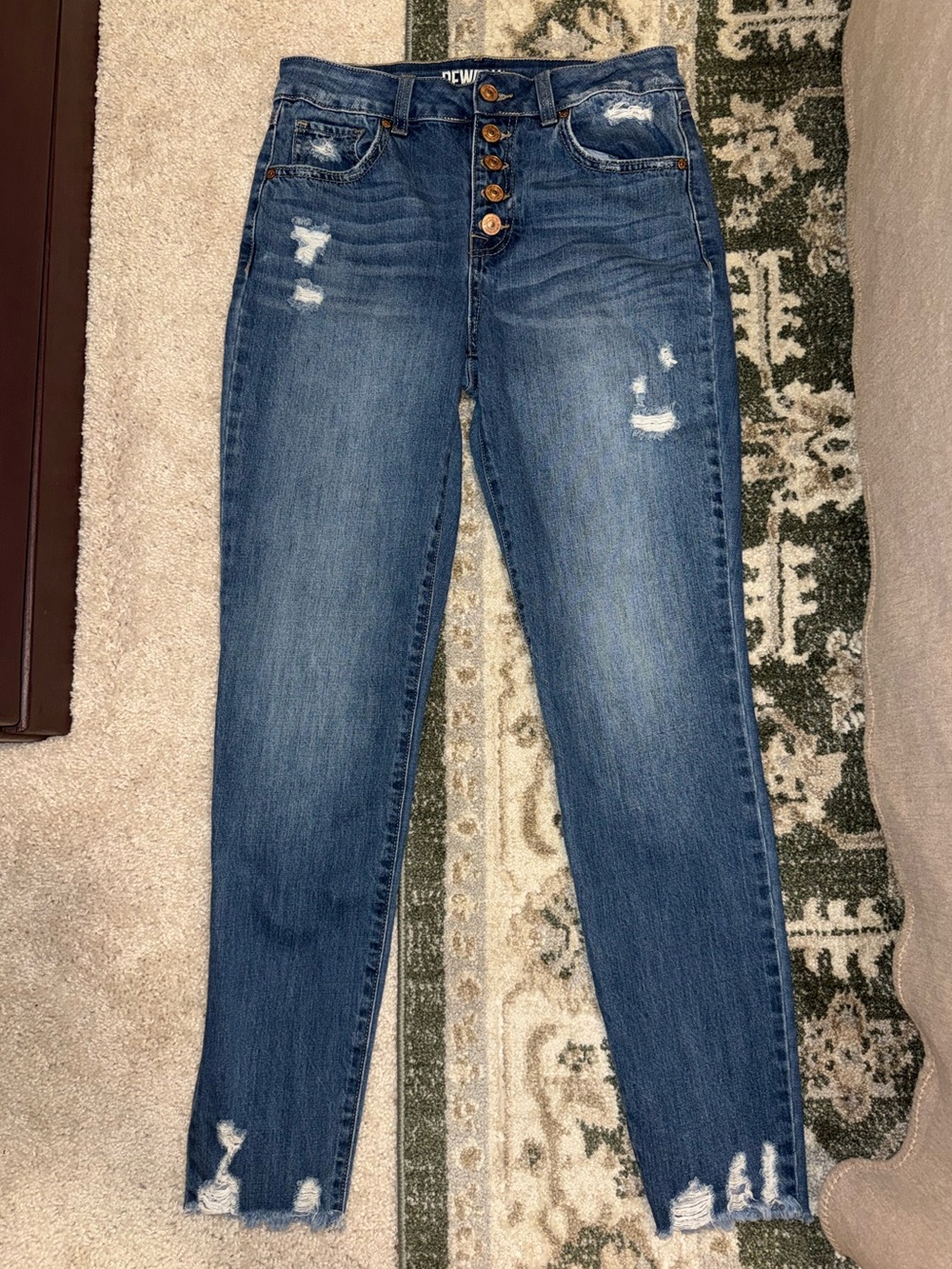 Rewash High-Rise Distressed Blue Denim Jeans